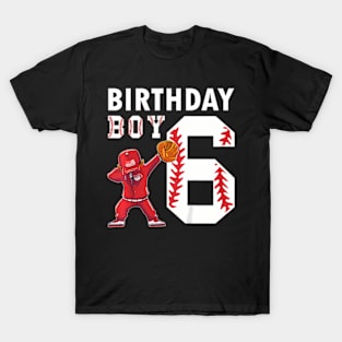 Kids 6 Years Old Boy Baseball Player 6Th Birthday Kids T-Shirt